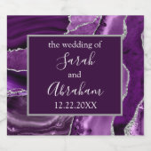 Étiquettes Pour Bouteilles De Vin Mousseux Agate de Sliver violet Mariage étincelant Vin Vin  (Étiquettes simples)