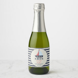 Étiquettes Pour Bouteilles De Vin Mousseux Ahoy C'est un garçon Baby shower nautique