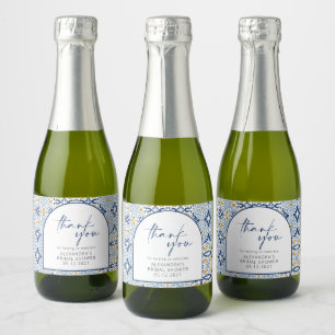 Étiquettes Pour Bouteilles De Vin Mousseux Amalfi Positano Carrelage Bleu Méditerranéen Merci