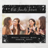 Étiquettes Pour Bouteilles De Vin Mousseux Amis pour toujours photo noir argent parties scint (Étiquettes simples)