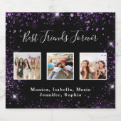 Étiquettes Pour Bouteilles De Vin Mousseux Amis pour toujours photo noir violet parties scint (Étiquettes simples)