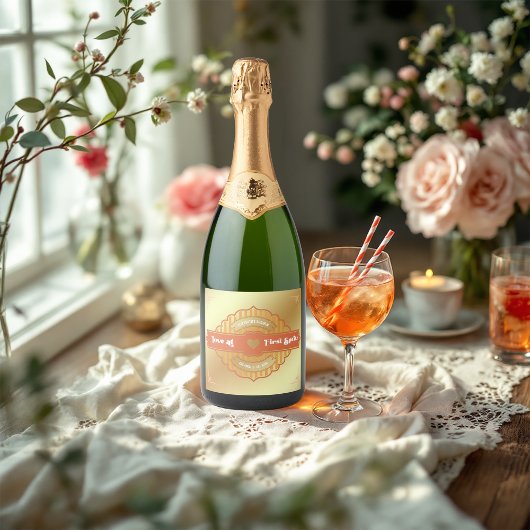 Étiquettes Pour Bouteilles De Vin Mousseux Amour à la Fête des mariées First Spritz