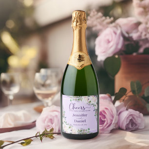 Étiquettes Pour Bouteilles De Vin Mousseux Amour rire Peony Orchidée Mariage rose toast
