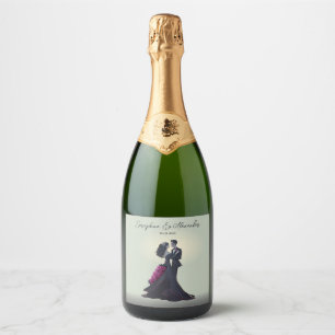Étiquettes Pour Bouteilles De Vin Mousseux Amoureux romantiques gothiques Mariage élégant