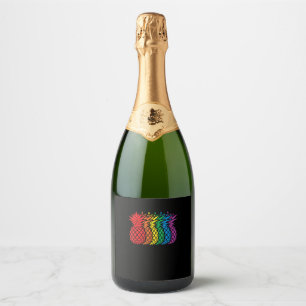 Étiquettes Pour Bouteilles De Vin Mousseux Ananas arc-en-ciel Aloha Mois Gay pride hawaïen