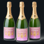 Étiquettes Pour Bouteilles De Vin Mousseux Anniversaire de la fête de 30e anniversaire des an<br><div class="desc">Une étiquette de bouteille de champagne élégante et fillette pour une soirée glamour de 30e anniversaire pour elle.3 faux ananas tropicaux couleur or. Mor rose, arrière - plan de parties scintillant rose et sombre. Modèle d'un nom, script de style en lettres blanches. Avec le texte écrit à la main: Joyeux...</div>