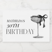 Étiquettes Pour Bouteilles De Vin Mousseux Anniversaire Moderne Ruban Noir (Étiquettes simples)