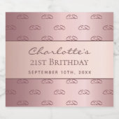 Étiquettes Pour Bouteilles De Vin Mousseux Anniversaire rose or monogramme initiales script c (Étiquettes simples)