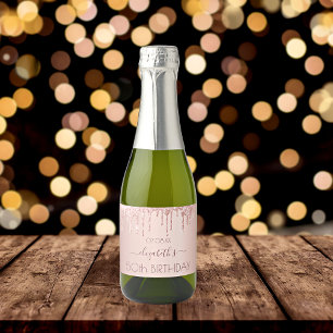Étiquettes Pour Bouteilles De Vin Mousseux Anniversaire soirée rose or parties scintillant ro