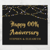 Étiquettes Pour Bouteilles De Vin Mousseux Anniversaire Toute année Black Gold String Nom (Étiquettes simples)