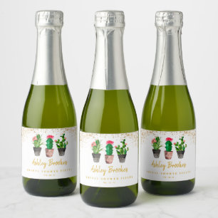 Étiquettes Pour Bouteilles De Vin Mousseux Aquarelle Cactus Fiesta Fête des mariées Mini