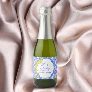 Étiquettes Pour Bouteilles De Vin Mousseux Aquarelle Citrons Amalfi Baby shower Pop