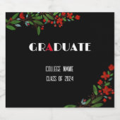 Étiquettes Pour Bouteilles De Vin Mousseux Aquarelle fleur rouge noir blanc graduation (Étiquettes simples)