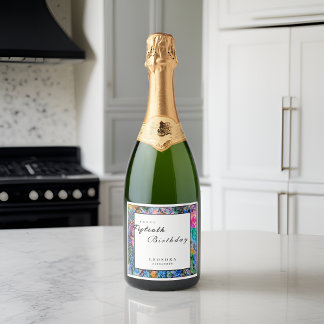 Étiquettes Pour Bouteilles De Vin Mousseux Aquarelle Fleurs Artistiques N'IMPORTE QUELLE fête