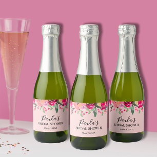 Étiquettes Pour Bouteilles De Vin Mousseux Aquarelle Floral Fête des mariées personnalisée Mi