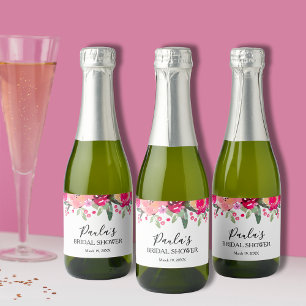 Étiquettes Pour Bouteilles De Vin Mousseux Aquarelle Floral Fête des mariées personnalisée Mi