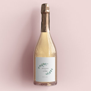 Étiquettes Pour Bouteilles De Vin Mousseux Aquarelle Mariage Adélaïde Eucalyptus