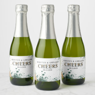 Étiquettes Pour Bouteilles De Vin Mousseux Aquarelle or   Ensemble de Étiquettes à vin mousse
