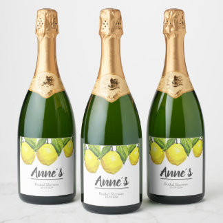 Étiquettes Pour Bouteilles De Vin Mousseux Aquarelle personnalisée à thème Fête des mariées c