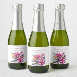 Étiquettes Pour Bouteilles De Vin Mousseux Aquarelle Tropical Bliss-Mariage