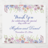 Étiquettes Pour Bouteilles De Vin Mousseux Aquarelle violette et bleue (Étiquettes simples)