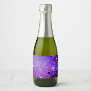 Étiquettes Pour Bouteilles De Vin Mousseux Arrière - plan de feuille violet avec étoiles