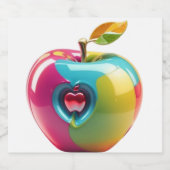Étiquettes Pour Bouteilles De Vin Mousseux Art Apple vibrant (Étiquettes simples)