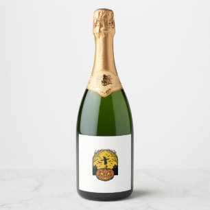 Étiquettes Pour Bouteilles De Vin Mousseux Art de l'épouvantail de lune de citrouille d'Hallo