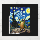 Étiquettes Pour Bouteilles De Vin Mousseux Artistic Turtle Shirt  Starry Night Turtle (1) (Étiquettes simples)