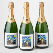 Étiquettes Pour Bouteilles De Vin Mousseux Artistic Turtle Shirt Starry Night Turtle (1) (Bouteilles)