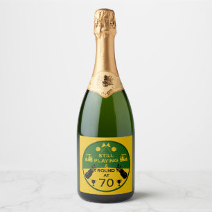 Étiquettes Pour Bouteilles De Vin Mousseux Au-Dessus De La Colline Golfeur D'Anniversaire