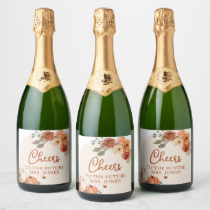 Étiquettes Pour Bouteilles De Vin Mousseux Automne Terracotta Citrouille Futur Mme Fête des m