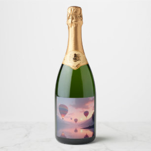 Étiquettes Pour Bouteilles De Vin Mousseux Aventures en montgolfière rêvées