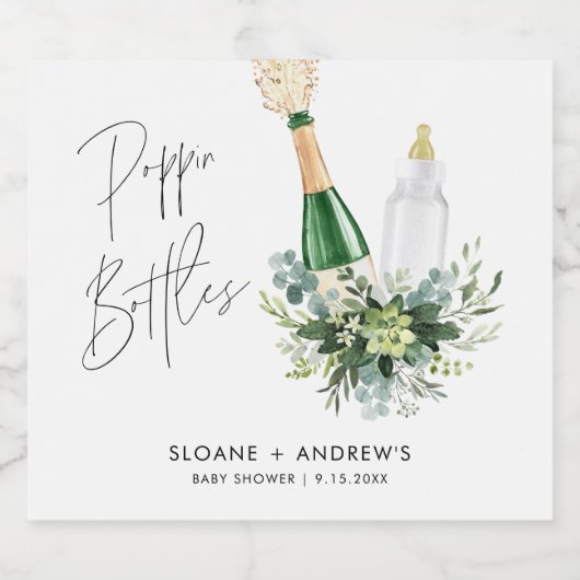 Étiquettes Pour Bouteilles De Vin Mousseux BABY SHOWER de bouteilles REMY Poppin (Étiquettes simples)
