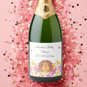 Étiquettes Pour Bouteilles De Vin Mousseux Baby shower de hérisson mignon personnalisé