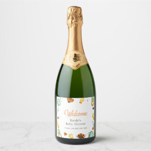 Étiquettes Pour Bouteilles De Vin Mousseux Baby shower de jardin rustique Ladybug