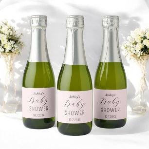 Étiquettes Pour Bouteilles De Vin Mousseux Baby shower fille rose élégant