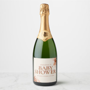 Étiquettes Pour Bouteilles De Vin Mousseux Baby Shower Floral Rustique Automne