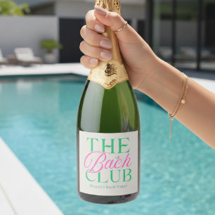 Étiquettes Pour Bouteilles De Vin Mousseux Bach Club Enterrement de Vie de Jeune Fille Rose