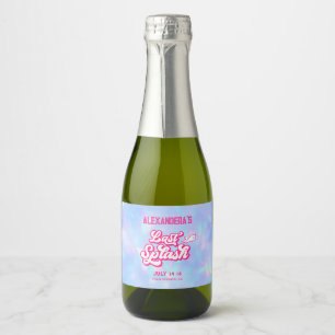 Étiquettes Pour Bouteilles De Vin Mousseux Bachelorette de piscine Dernière rose et bleu