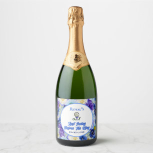 Étiquettes Pour Bouteilles De Vin Mousseux Bachelorette Party Fête des mariées Golf Blue Flor