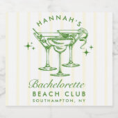 Étiquettes Pour Bouteilles De Vin Mousseux Bachelorette Retro Vert & Jaune (Étiquettes simples)