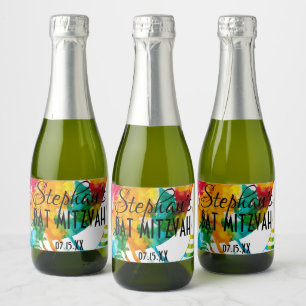 Étiquettes Pour Bouteilles De Vin Mousseux Baguette de Bat mitzvah BM en couleur