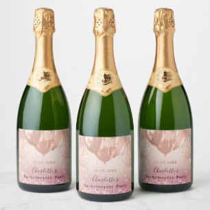 Étiquettes Pour Bouteilles De Vin Mousseux Ballon à paillettes rose gold pour enterrement de