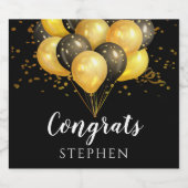 Étiquettes Pour Bouteilles De Vin Mousseux Ballons noirs d'or (Étiquettes simples)