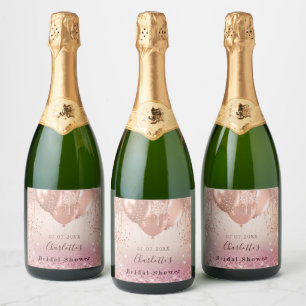 Étiquettes Pour Bouteilles De Vin Mousseux Balloons roses dorés pour une fête de mariage amus