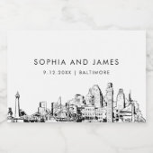 Étiquettes Pour Bouteilles De Vin Mousseux Baltimore Skyline Mini (Étiquettes simples)