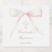 Étiquettes Pour Bouteilles De Vin Mousseux Baptême fille arc rose (Étiquettes simples)