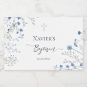 Étiquettes Pour Bouteilles De Vin Mousseux Baptême fleur sauvage bleu (Étiquettes simples)