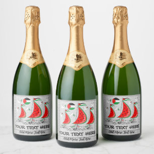 Étiquettes Pour Bouteilles De Vin Mousseux Bateaux de la Flottille de la Liberté Mondiale à G